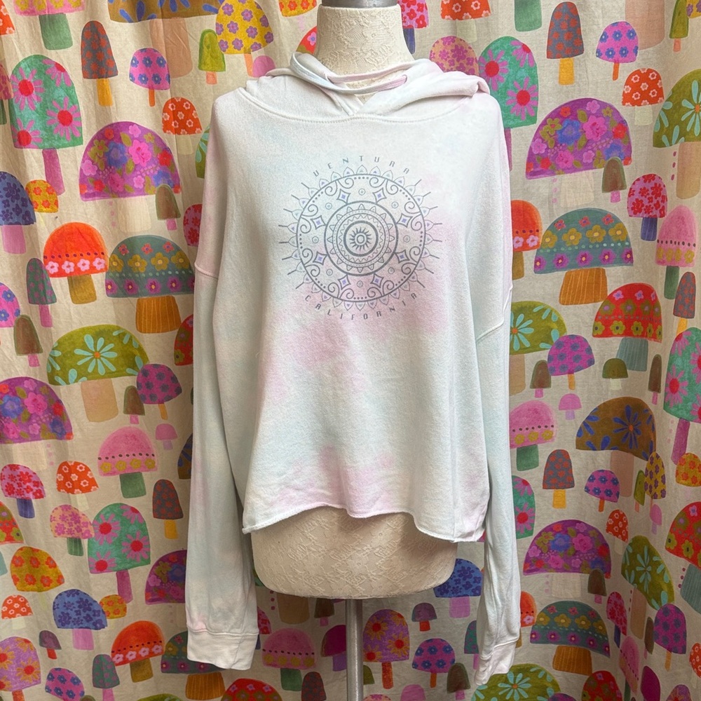 EMI Tie Dye Cropped Hoodie Sweatshirt "Ventura California". XL